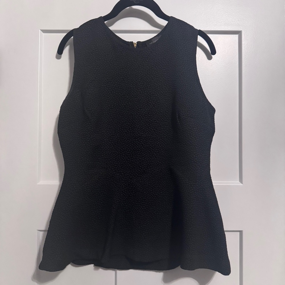 The Limited Black Textured Sleeveless Peplum Blouse